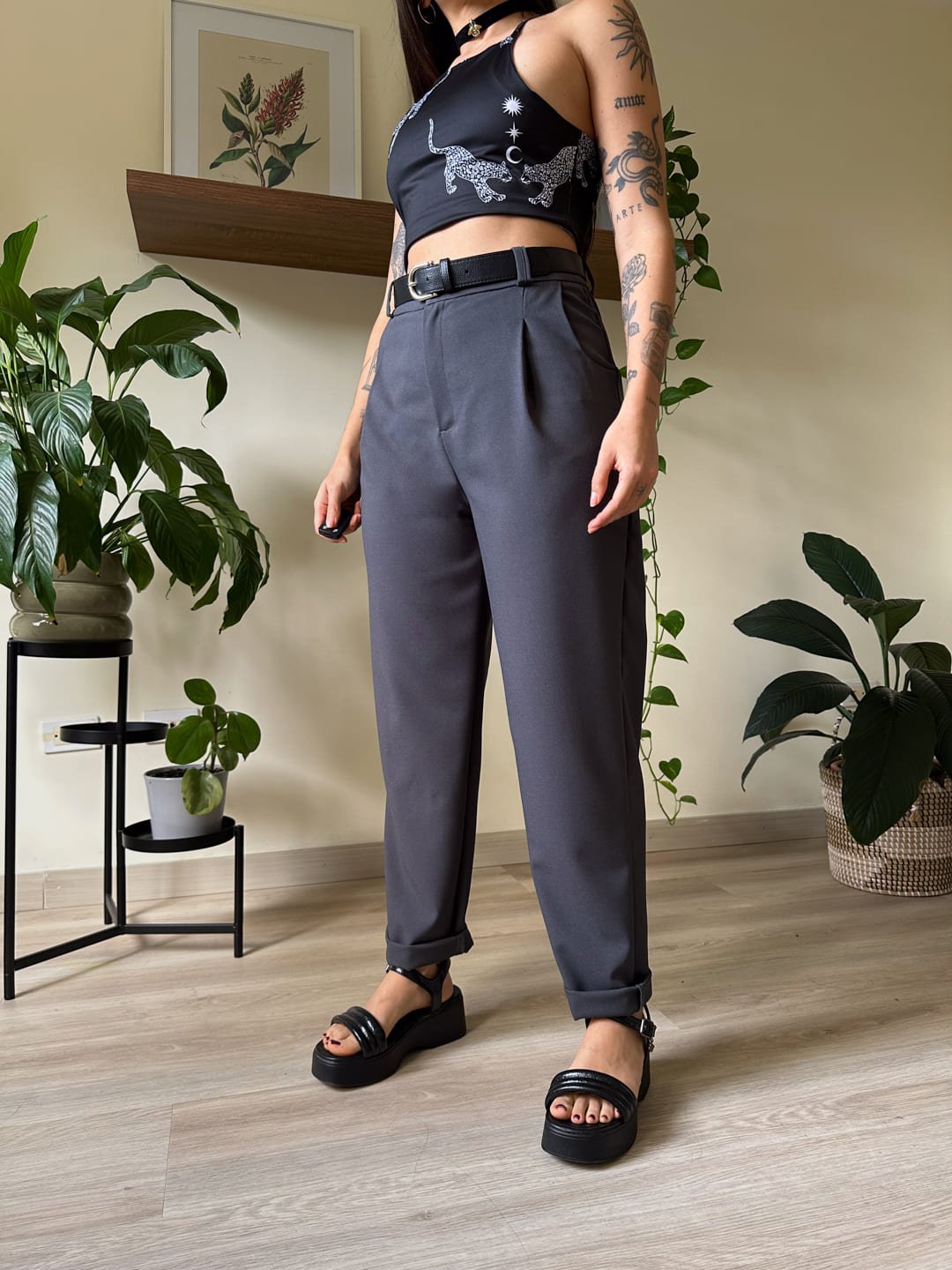 Pant vintage gris oscuro